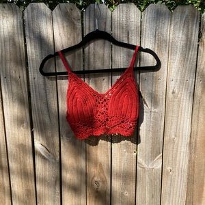 Boho Red Crochet Bralette